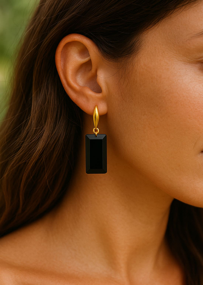 Pendientes obsidiana negra